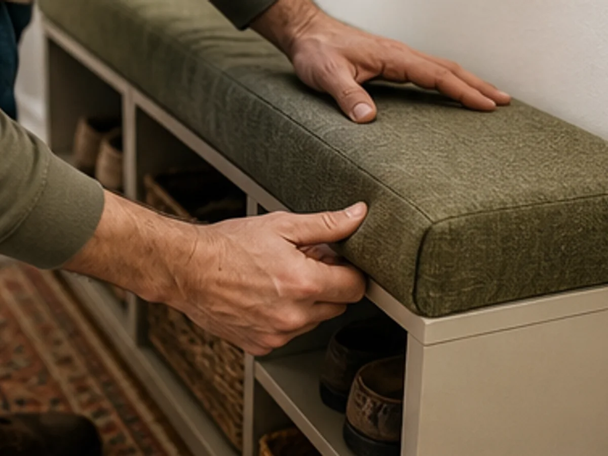 DIY Upholstered Storage Bench for the Entry