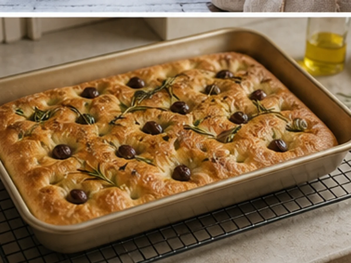 No-Knead Olive and Rosemary Focaccia